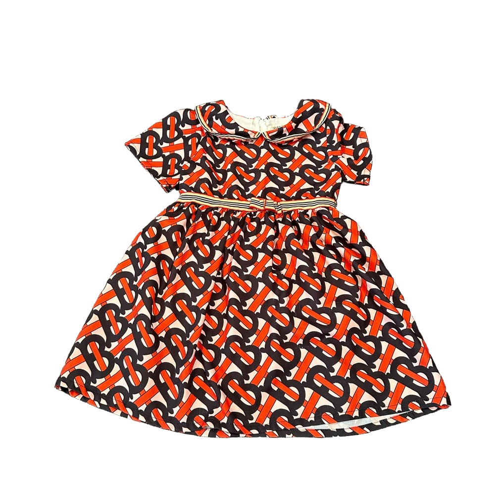 3/20$ Stylish Girls Collared Dress with Red and Navy Pattern size 4